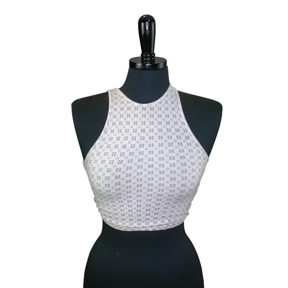 Aeroplostale Crop Halter Top Print White Black Summer XS